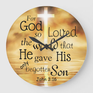John 3 16 Gott liebte das World Bible Verse Große Wanduhr