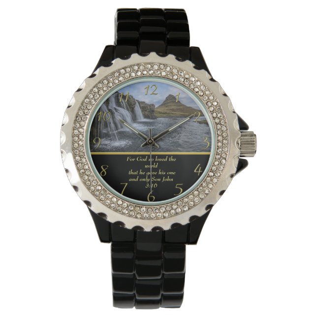 John 3:16 Gott so geliebt Armbanduhr (Vorderseite)