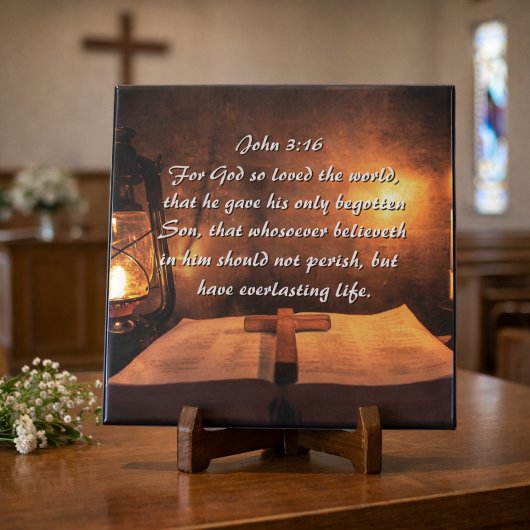 John 3:16 Gott so liebte die Welt, Laterne Fliese