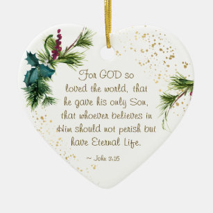 John 3:16 Gott so liebte die Welt Weihnachten Keramik Ornament