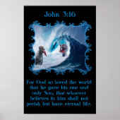 John 3:16 Grizzly Bären im Ozean Poster (Vorne)