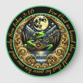 John 3:16 Guitar-Strumming Frog leuchtet unter dem Große Wanduhr (Vorderseite)