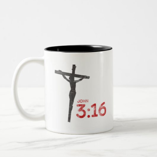John 3:16 Jesus Crucifix Bibel Verse Zwei-Tone-Kof Zweifarbige Tasse (Links)