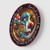 John 3:16 Jolly Clown mit Red Nose und Balloons Große Wanduhr (Winkel)