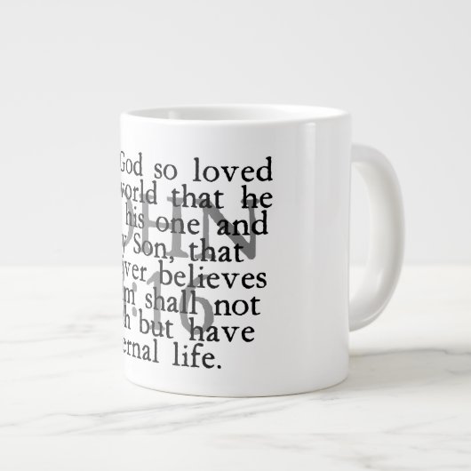 John 3:16 Jumbo-Tasse (Vorderseite Rechts)