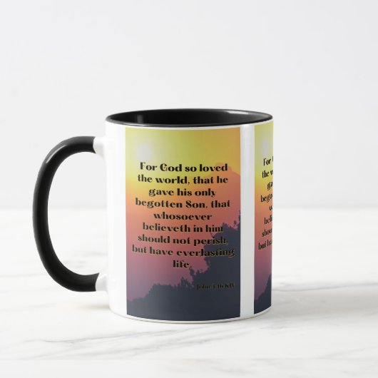 John 3:16 KJV Bible Verse Pic Two-Tone Tasse (Links)
