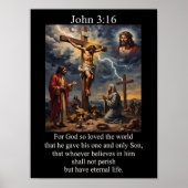 John 3:16 Kreuzigung Kalvarienberg Blitz Poster (Vorne)