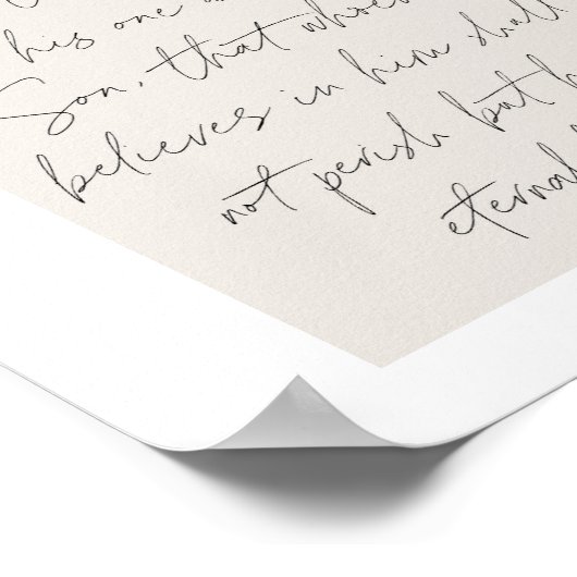 John 3:16 Minimal Boho Beige Arch Script Poster (Ecke)