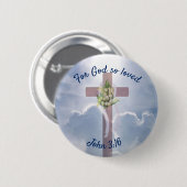 John-3:16 mit christlichem Kreuz Ostern Button (Vorne & Hinten)