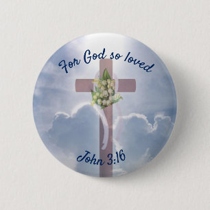 John-3:16 mit christlichem Kreuz Ostern Button