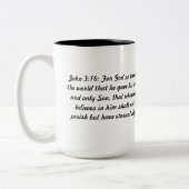 John-3:16 mit Kreuz zwei tonen Kaffee-Tasse Zweifarbige Tasse (Links)