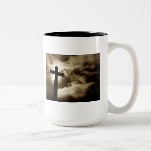 John-3:16 mit Kreuz zwei tonen Kaffee-Tasse Zweifarbige Tasse (Rechts)
