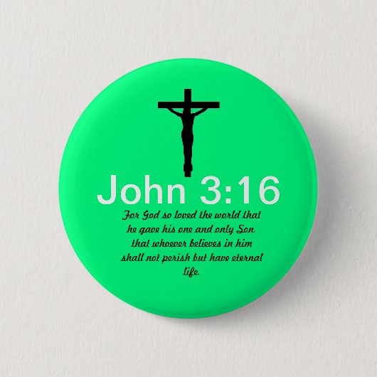John-3:16 mit Schrifts-Grün-Knopf Button (Vorderseite)
