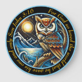 John 3:16 Mystische Eule Denn Gott ist so groß Große Wanduhr (Vorderseite)