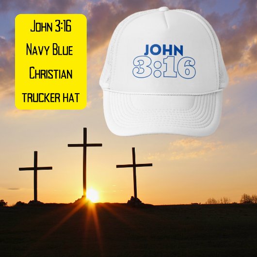 John 3:16 Navy Blue Christlich Hat Truckerkappe