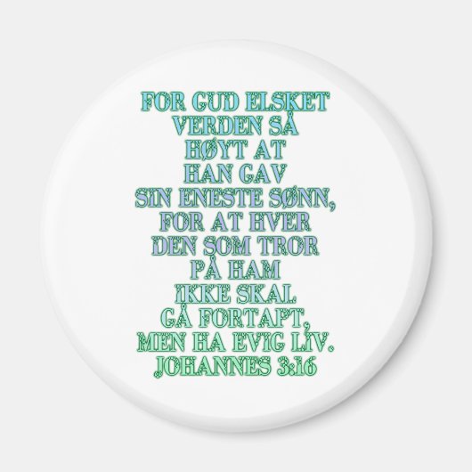 John 3:16 Norwegisch Magnet (Vorne)