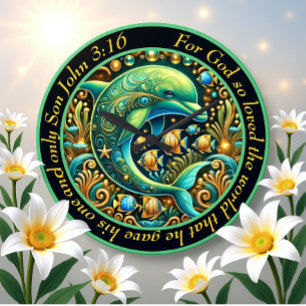 John 3:16 Ocean Harmony Dolphin Große Wanduhr