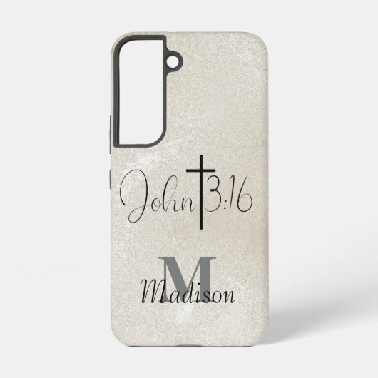 John 3:16 Pearl Background Monogram Add Name Samsung Galaxy Hülle (Rückseite)