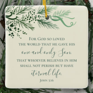 John 3:16 Personalisiert Sage Pine Christmas Gesch Keramikornament