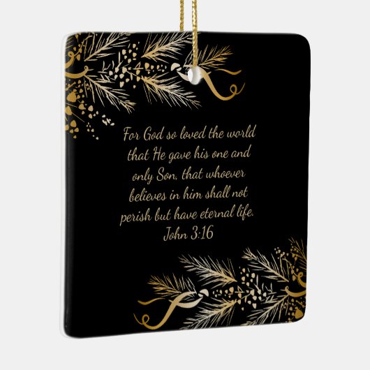 John 3:16 Personalisierte Schrift Weihnachtsgesche Keramikornament (Rechts)