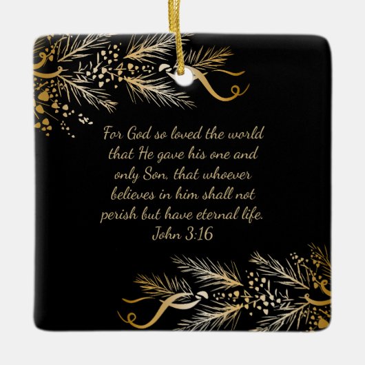 John 3:16 Personalisierte Schrift Weihnachtsgesche Keramikornament (Vorderseite)