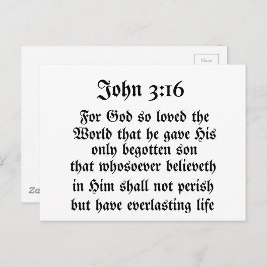 John 3:16 postkarte (Vorne/Hinten)