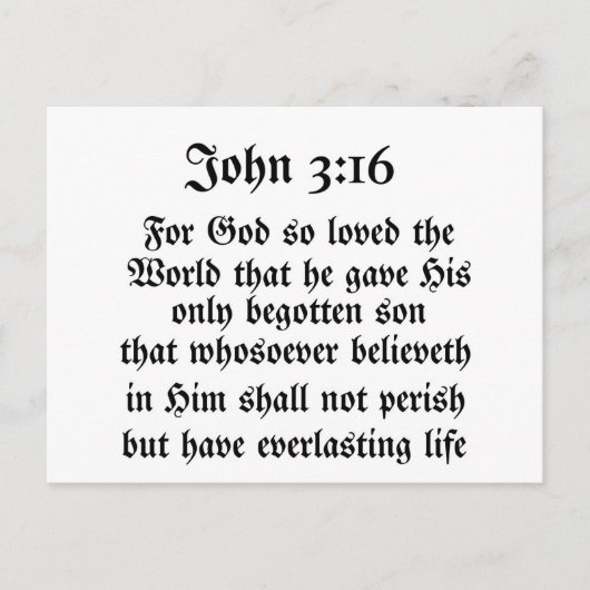 John 3:16 postkarte (Vorderseite)