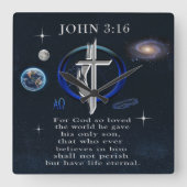 John 3:16 quadratische wanduhr (Vorderseite)