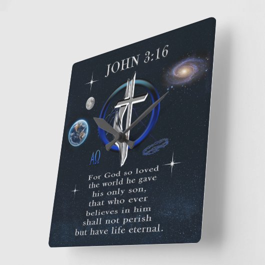 John 3:16 quadratische wanduhr (Winkel)