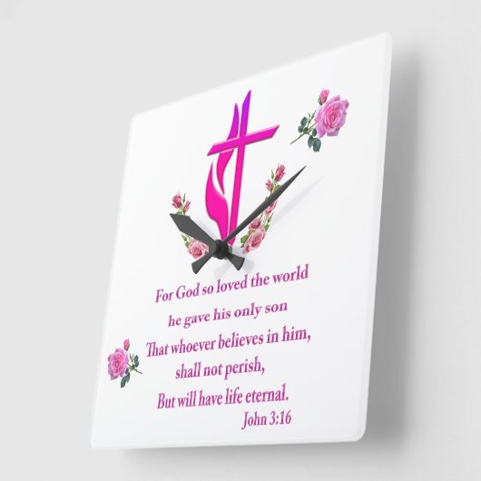 John 3:16 quadratische wanduhr (Winkel)