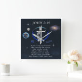John 3:16 quadratische wanduhr (Zuhause)