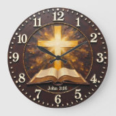 John 3:16 Radiant Scripture Große Wanduhr (Vorderseite)