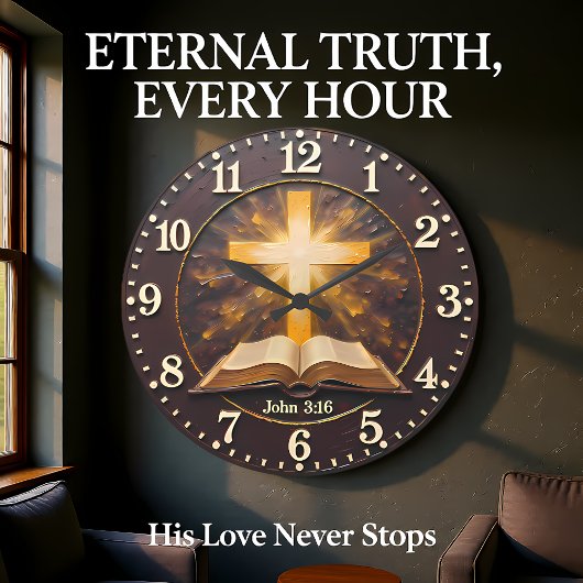 John 3:16 Radiant Scripture Große Wanduhr