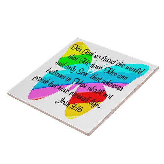 JOHN 3:16 RAINBOW BUTTERFLY FLIESE (Seite)