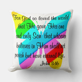 JOHN 3:16 RAINBOW BUTTERFLY KISSEN