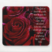 John 3:16 rote Rosen Mousepad (Vorne)