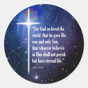 John 3:16 runder aufkleber