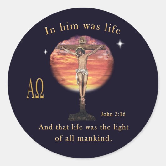 John 3:16 runder aufkleber (Vorderseite)