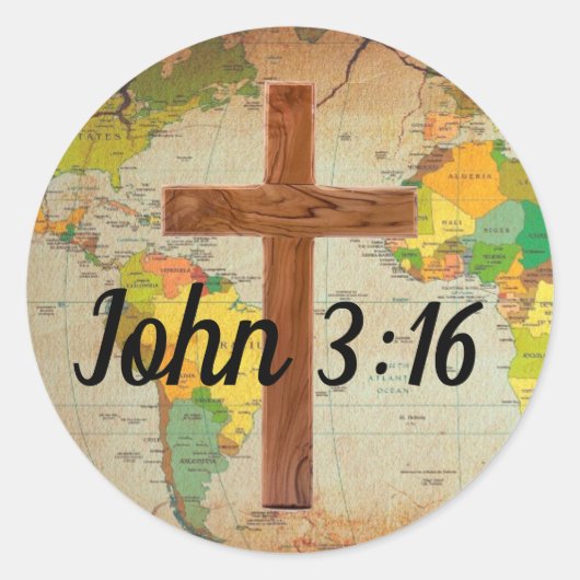 John 3:16 runder aufkleber (Vorderseite)