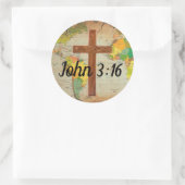 John 3:16 runder aufkleber (Tasche)