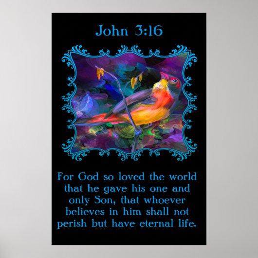 John 3:16 Schöner Regenbogen-bunter Sperling Poster (Vorne)