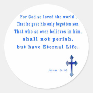 John 3:16 Schrift Runder Aufkleber