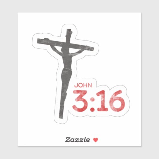 John 3:16 Schrift und Kruzifix Aufkleber (Blatt)