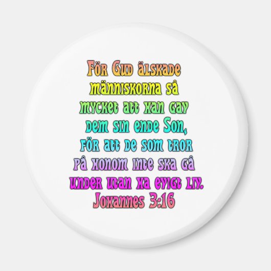 John 3:16 Schwedisch Magnet (Vorne)