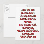 John 3:16 Slowakisch Postkarte (Vorne/Hinten)