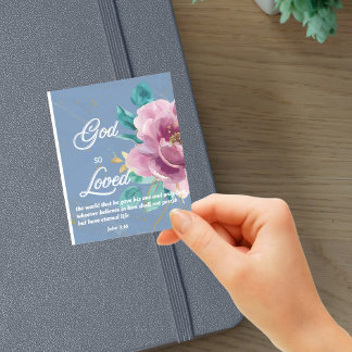 John 3:16 So liebte Blue Floral Bible Verse Aufkleber