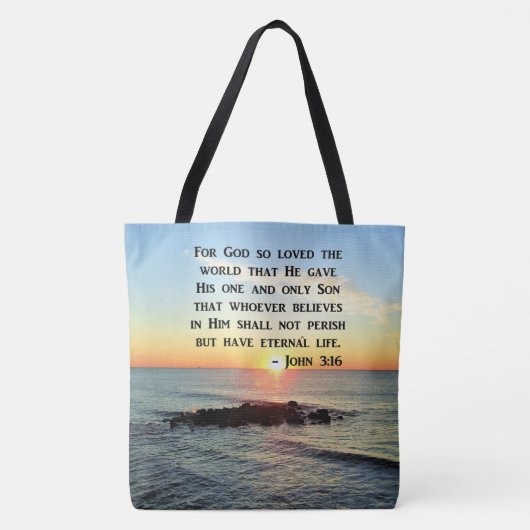 JOHN 3:16 SONNENREISE AM OZEANISCHEN FOTO TASCHE (Vorderseite)