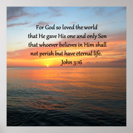 JOHN 3:16 SONNENREISE ÜBER DEM OZEANISCHEN FOTO POSTER (Vorne)
