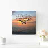 JOHN 3:16 SONNENREISE ÜBER DEM OZEANISCHEN FOTO QUADRATISCHE WANDUHR (Zuhause)