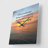 JOHN 3:16 SONNENREISE ÜBER DEM OZEANISCHEN FOTO QUADRATISCHE WANDUHR (Winkel)